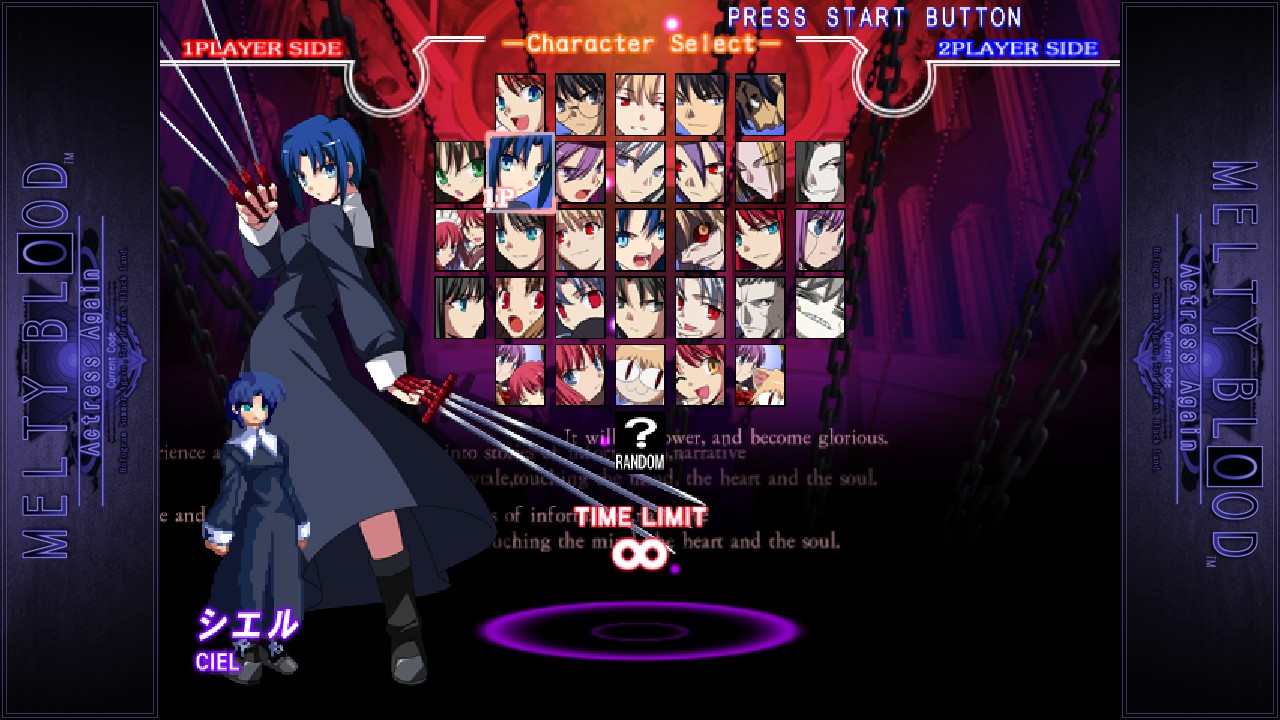 MELTY BLOOD Actress Again Current Code: All Characters.