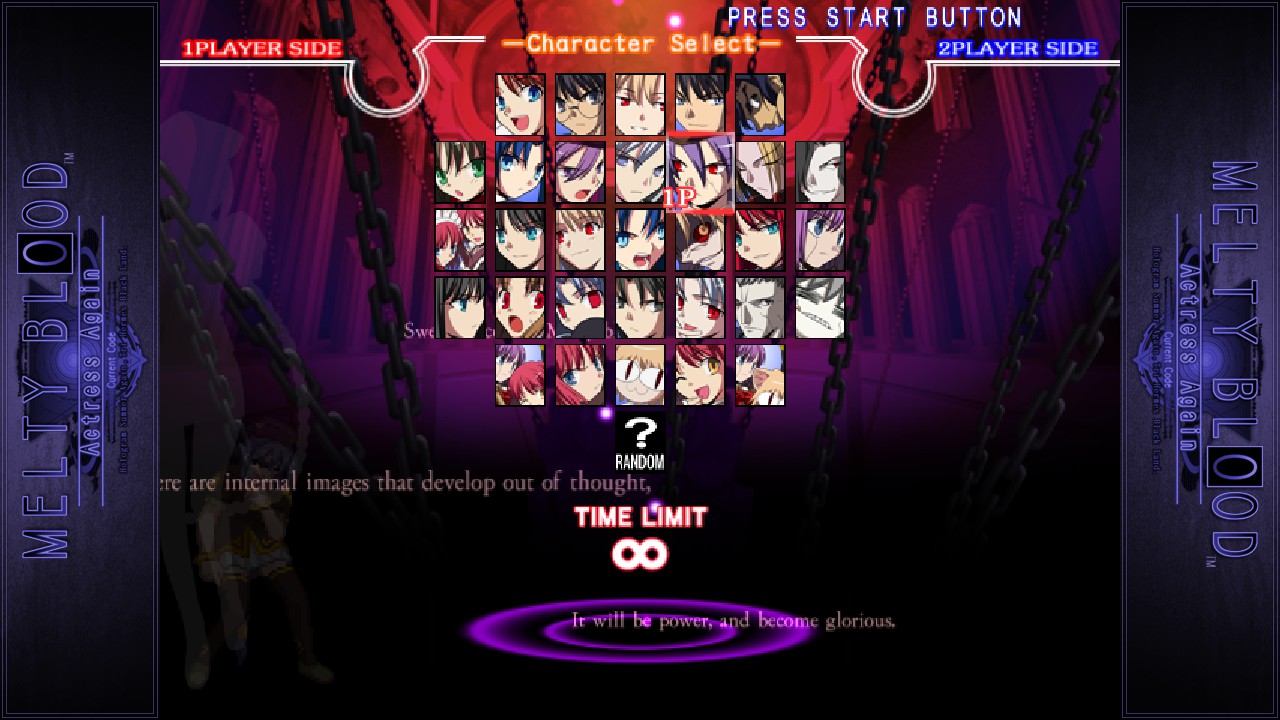 MELTY BLOOD Actress Again Current Code: All Characters