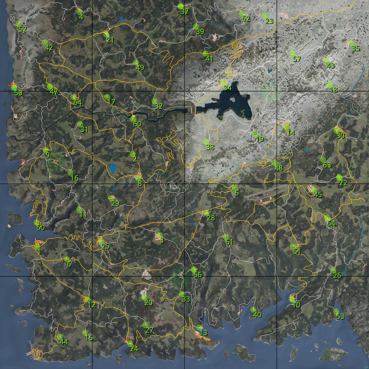 SCUM: Vehicle Respawn Points Map